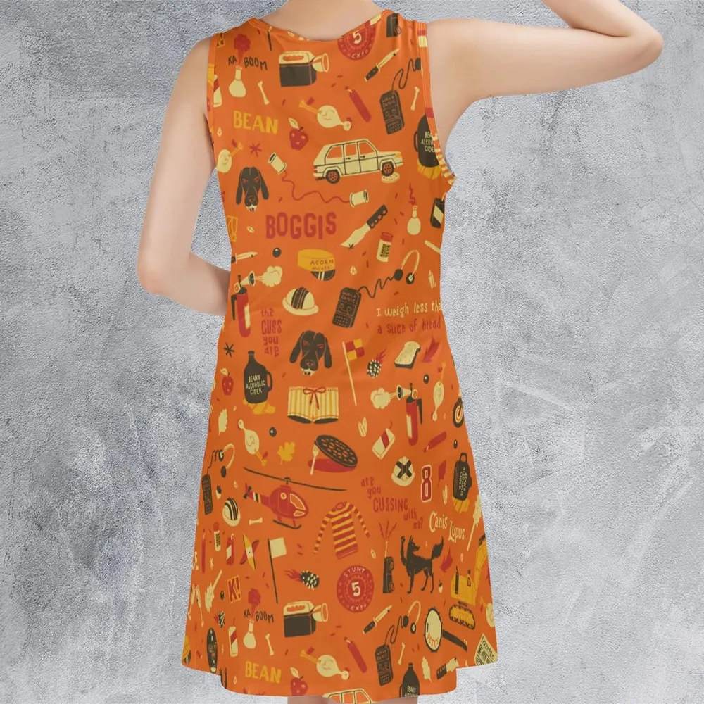 Fantastic Mr. Fox Pattern Sleeveless Dress - 3