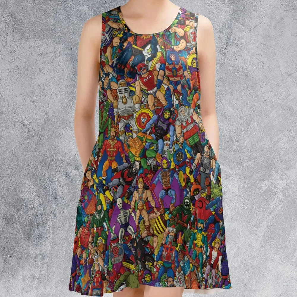 MOTU's Characters Figure Pattern He-man and The Masters of The Universe Sleeveless Dress - 2