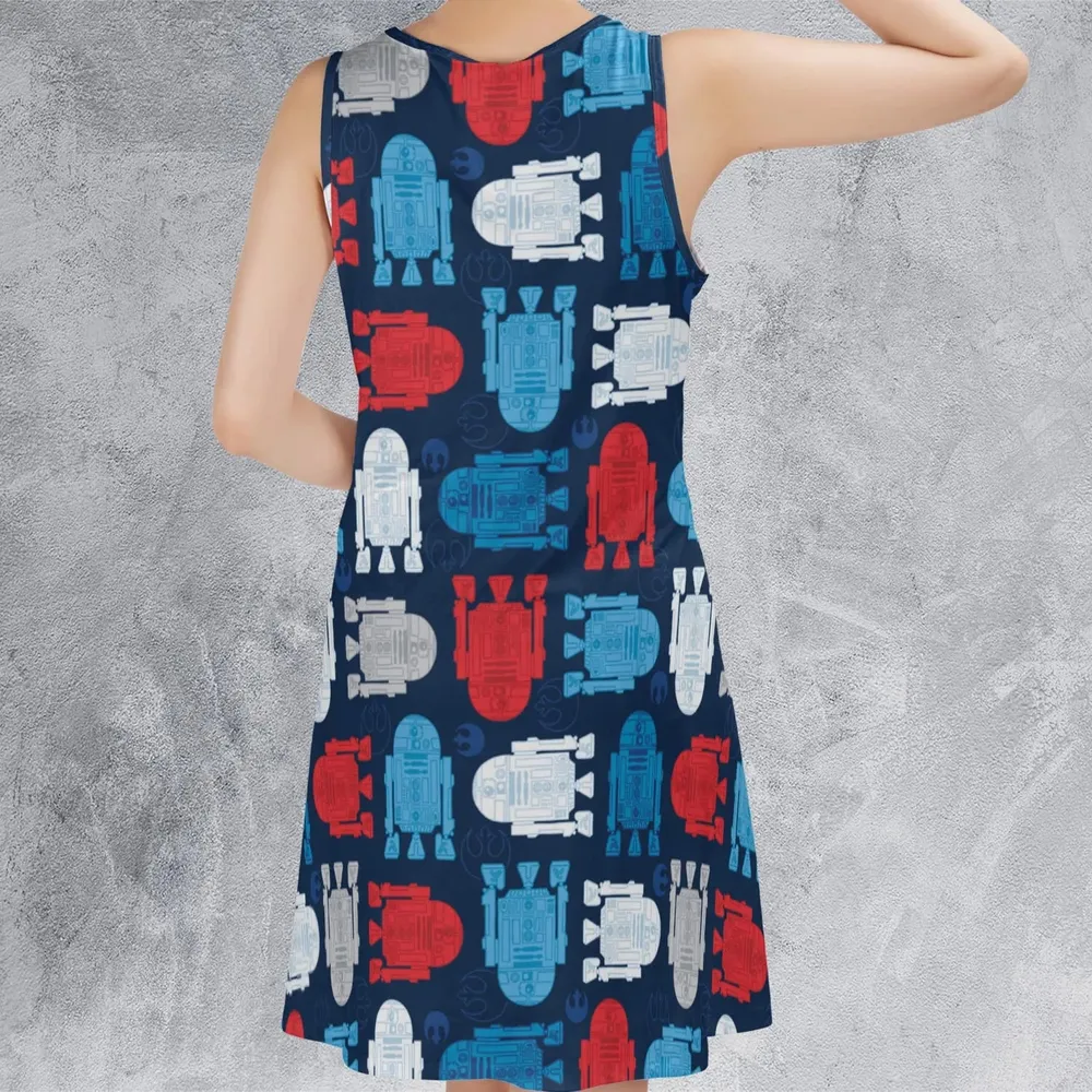 R2-D2 Star Wars 4th of July Pattern Sleeveless Dress - 3