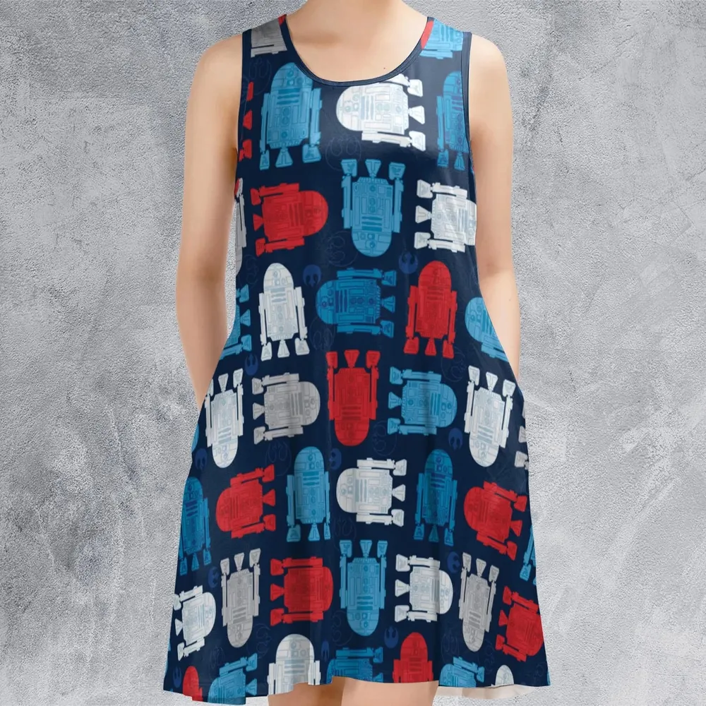 R2-D2 Star Wars 4th of July Pattern Sleeveless Dress - 2