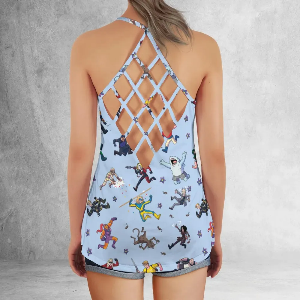 The Suicide Squad Pattern Criss Cross Tank Top - 3