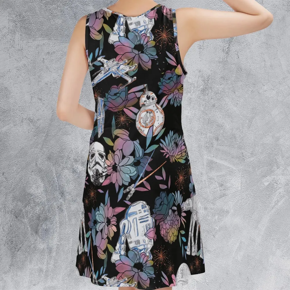 Floral Wars Dark Side Star Wars Pattern Sleeveless Dress - 3