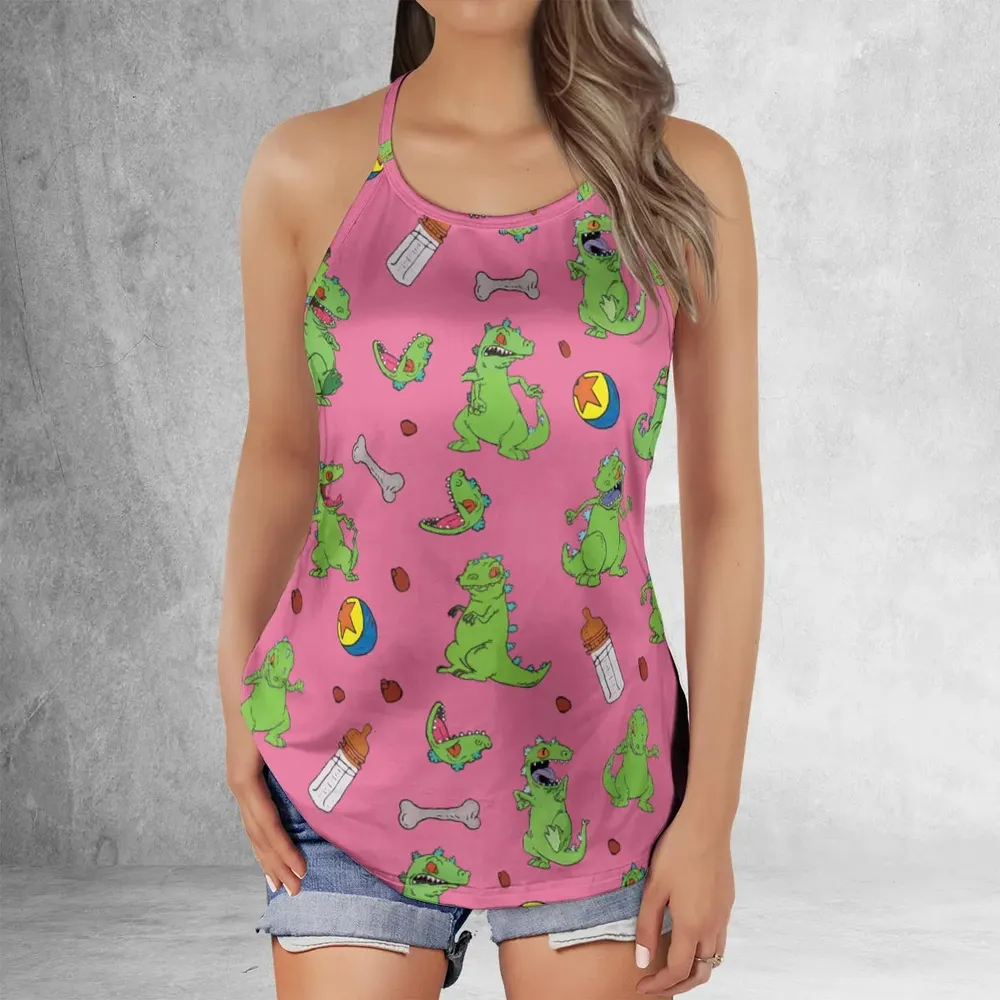 Rugrats Reptar Pattern Criss Cross Tank Top - 2