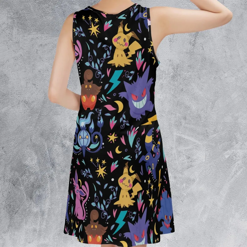 Ghost Buddies Cottagecore Pokemon Patterns Sleeveless Dress - 3