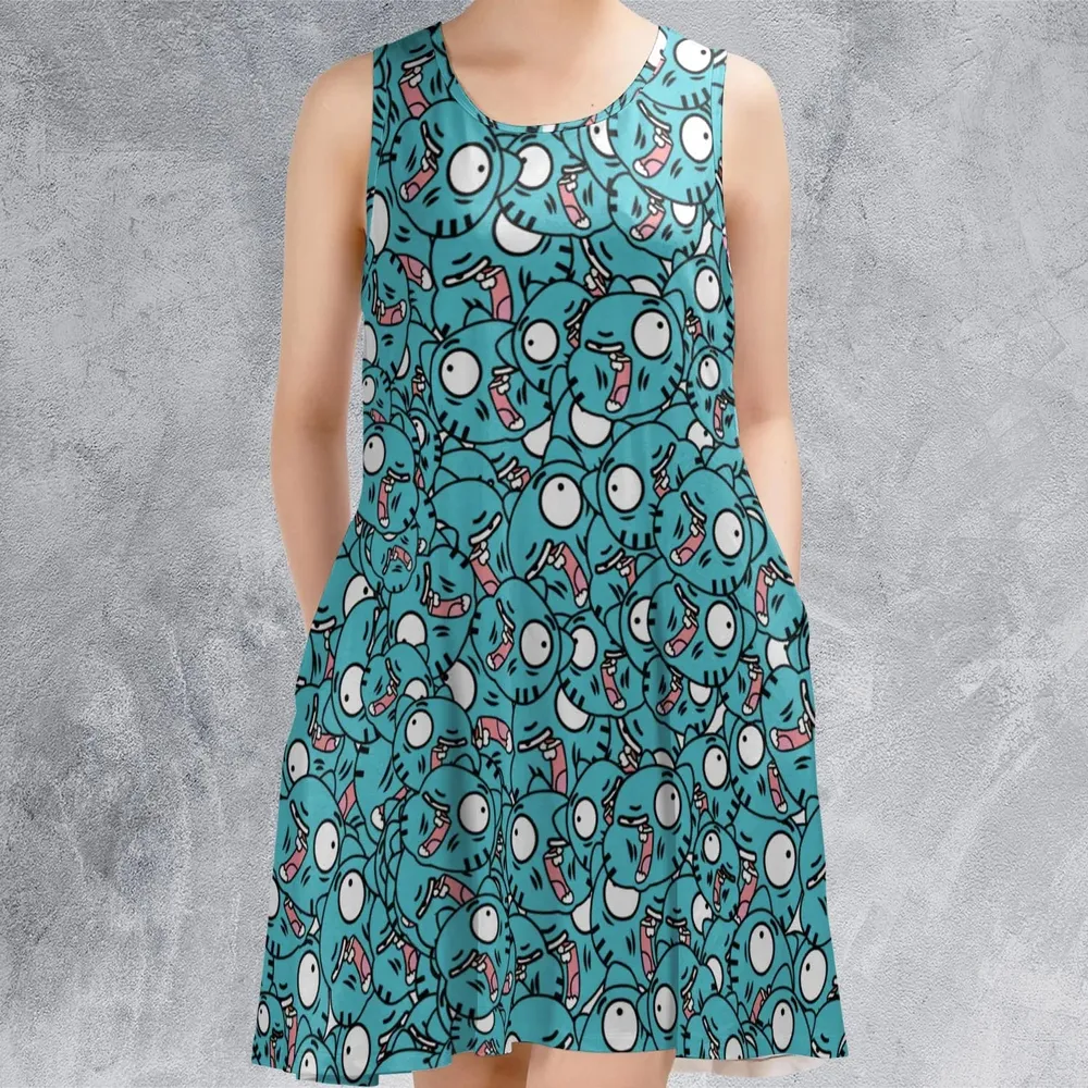 Gumball Watterson Pattern Sleeveless Dress - 2