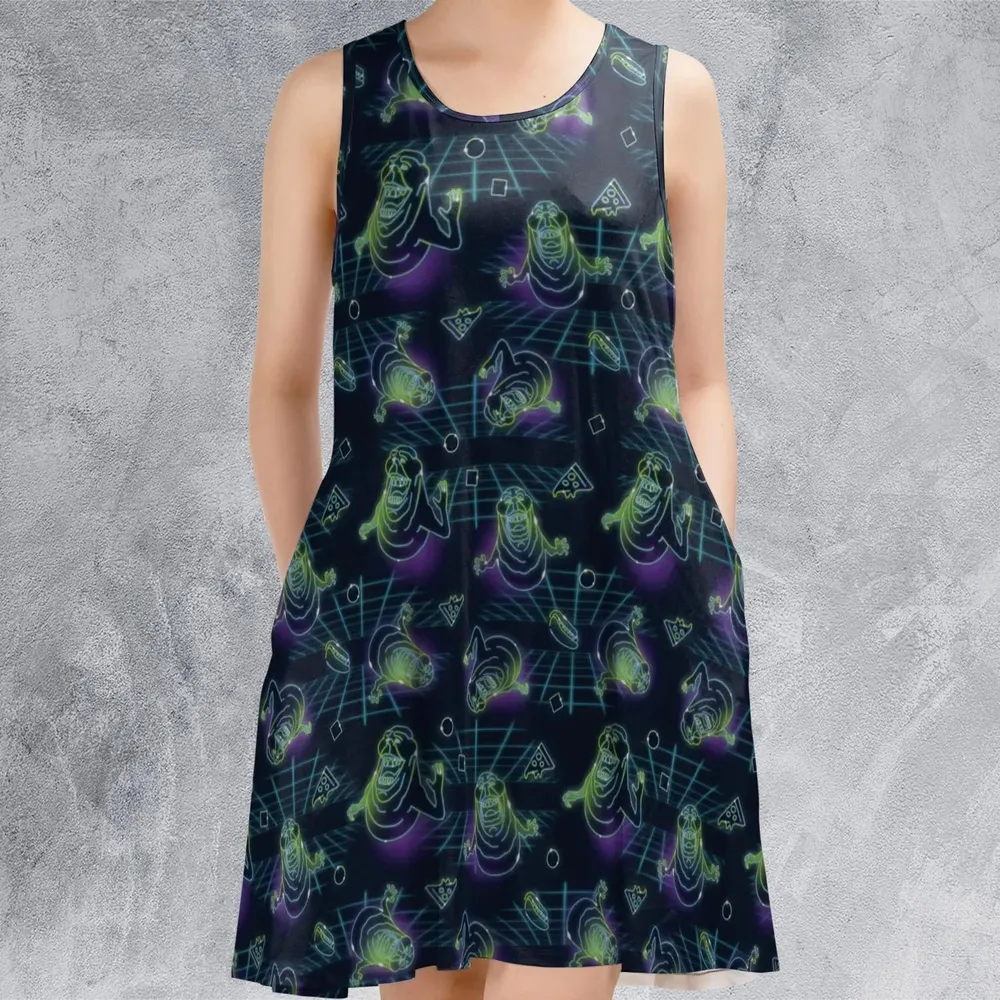 The Real Ghostbusters Slimer Classics Retro Sleeveless Dress - 2
