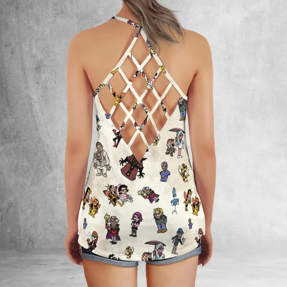 V Is For Venture The Venture Bros Villains Criss Cross Tank Top - 3