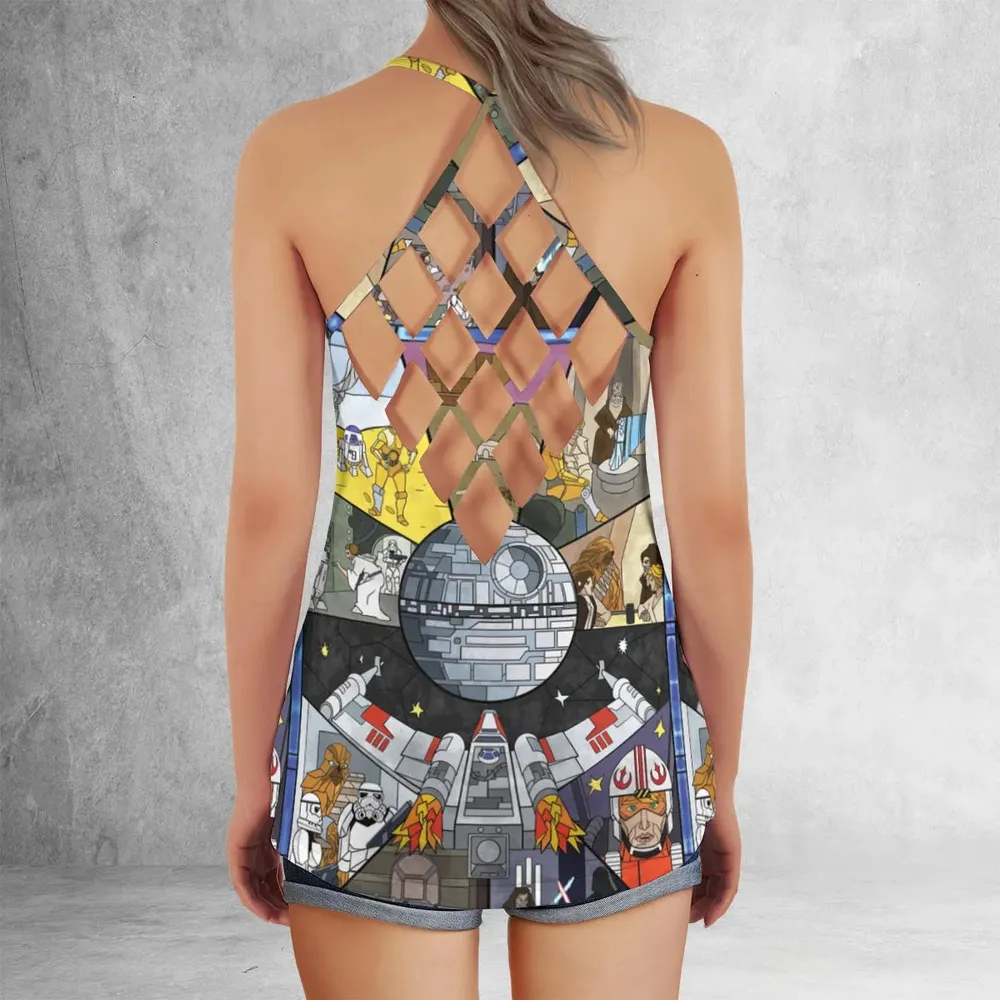 Stained Glass Star Wars Criss Cross Tank Top - 3