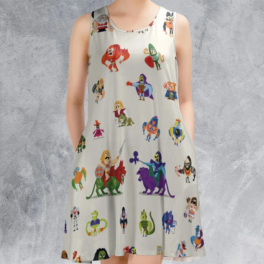 He-Man & Masters Of The Universe Characters Pattern Sleeveless Dress - 2