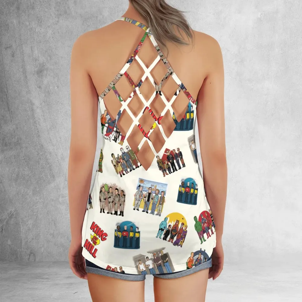 Hank Hill's Friends King Of The Hill Parody Criss Cross Tank Top - 3
