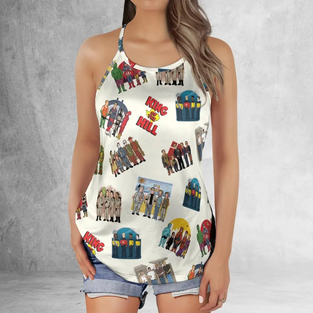 Hank Hill's Friends King Of The Hill Parody Criss Cross Tank Top - 2