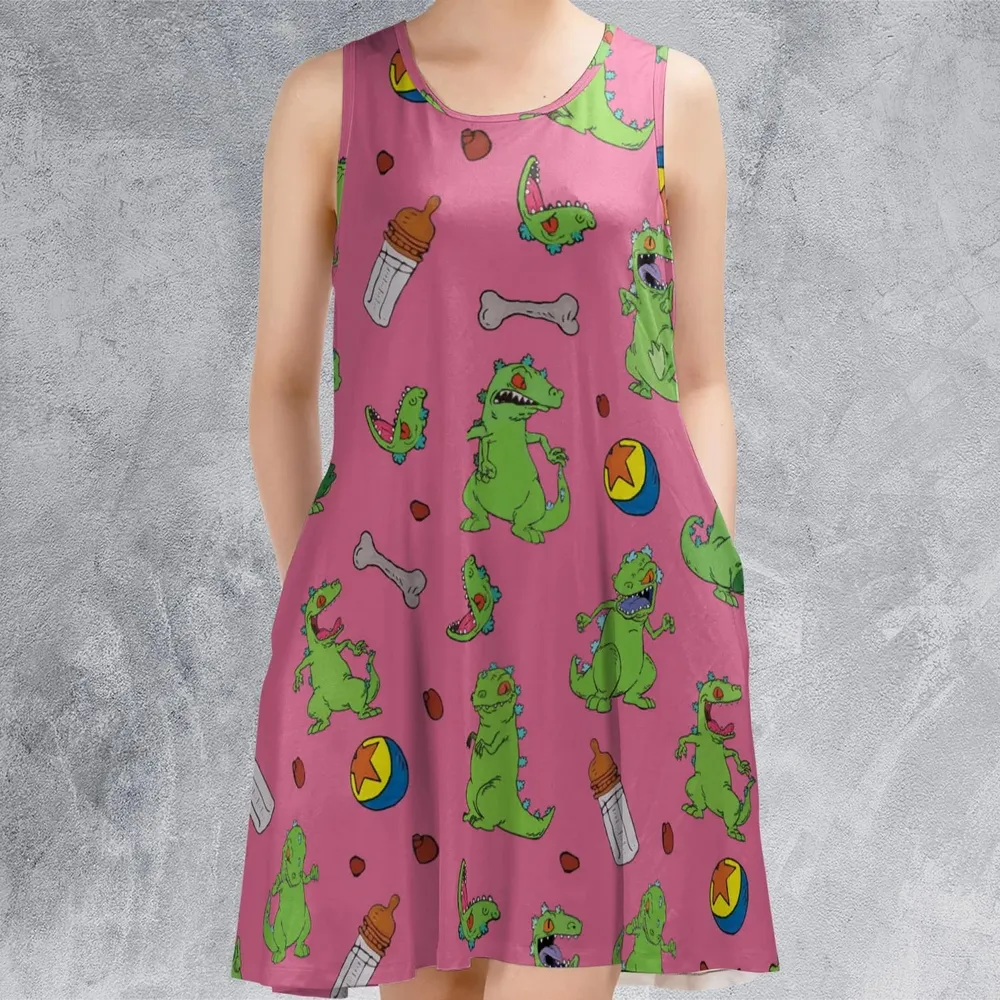 Rugrats Reptar Pattern Sleeveless Dress - 2