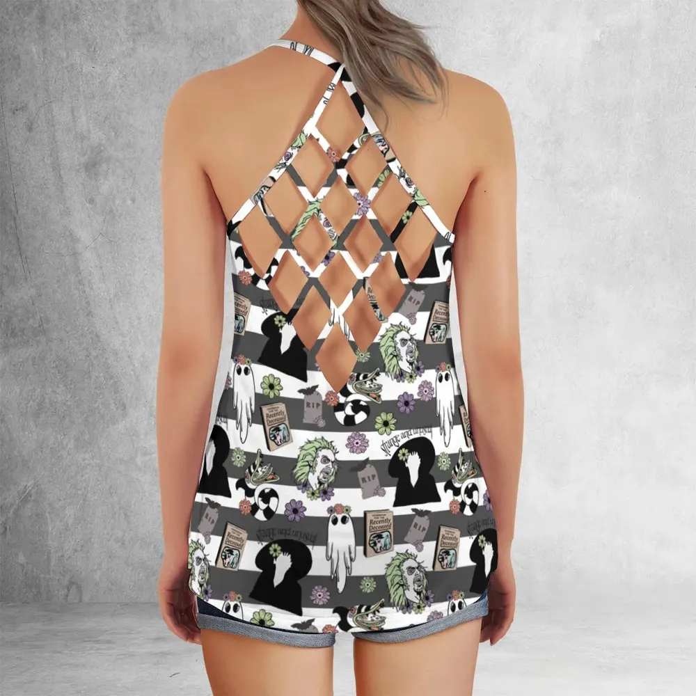 It's Showtime Halloween Beetlejuice Criss Cross Tank Top - 3