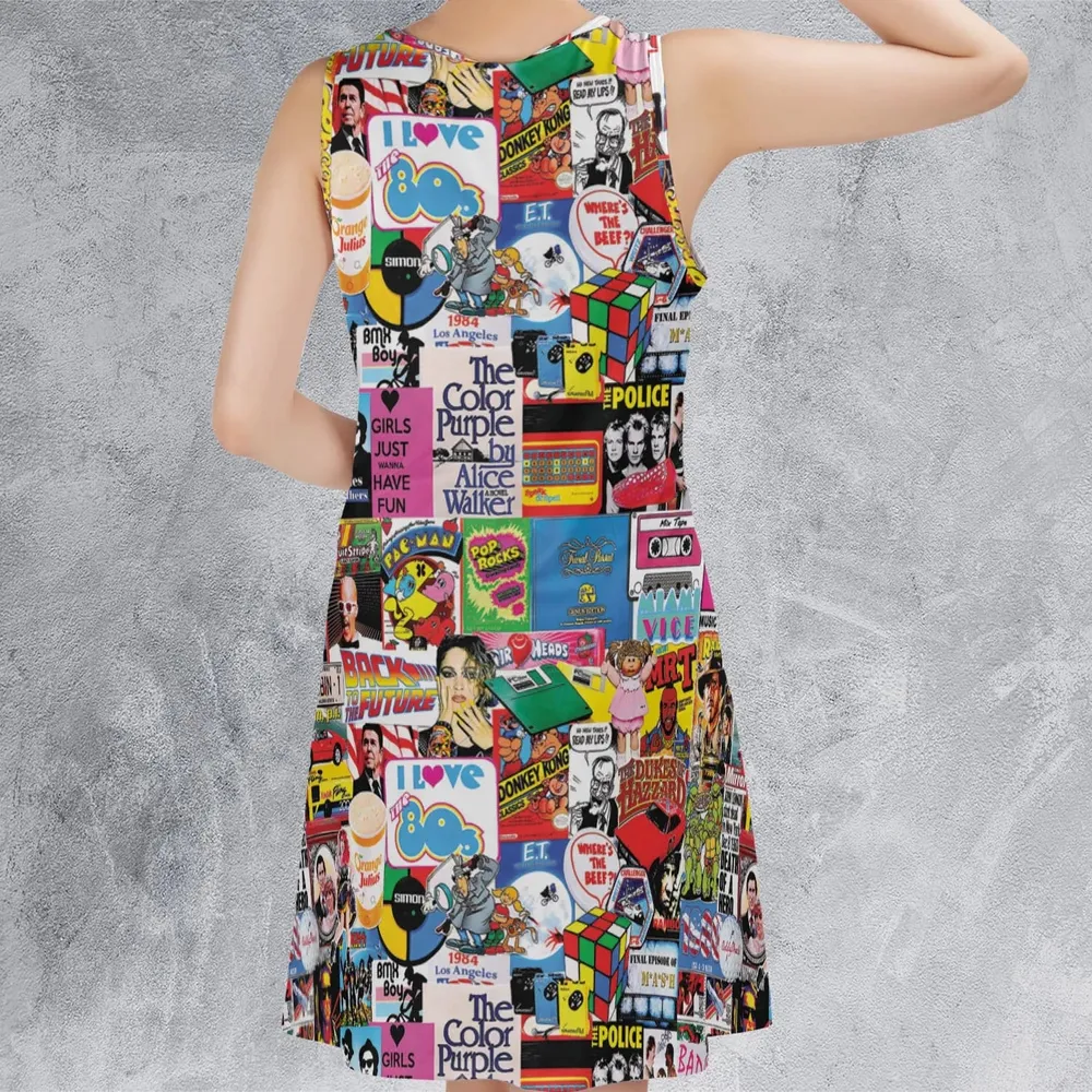 I heart 80s Collage Mr. T Back To the Future Pac-man Sleeveless Dress - 3