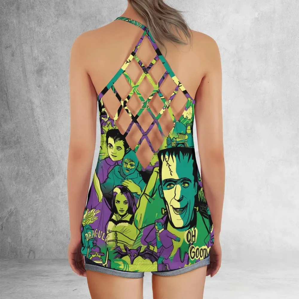 Oh Groovy Frankenstein Universal Horror Criss Cross Tank Top - 3