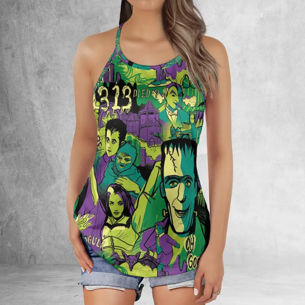 Oh Groovy Frankenstein Universal Horror Criss Cross Tank Top - 2