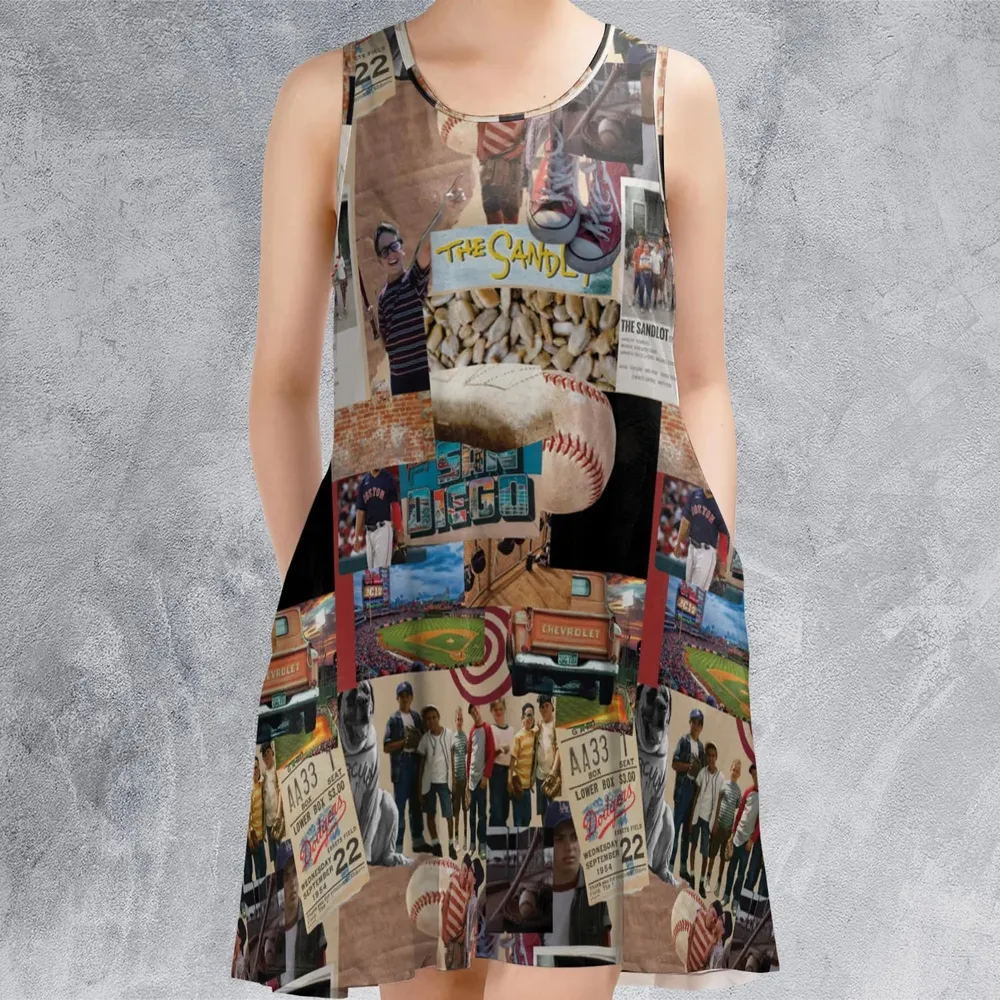 Memorable Baseball Movie Scenes Collage The Sandlot Sleeveless Dress - 2