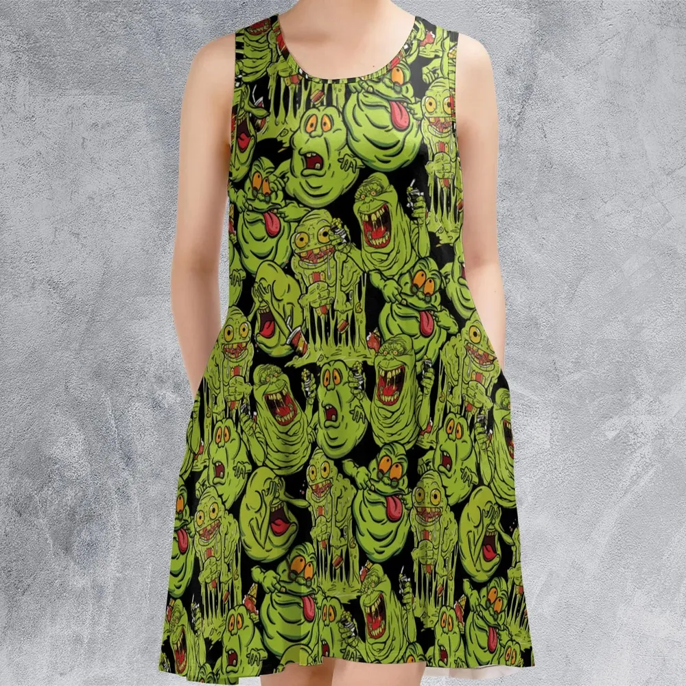 Funny Slimer Ghostbusters Sleeveless Dress - 2