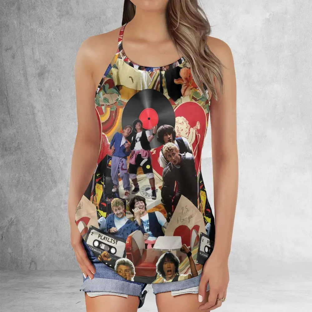 Vintage Collage Bill and Ted Criss Cross Tank Top - 2