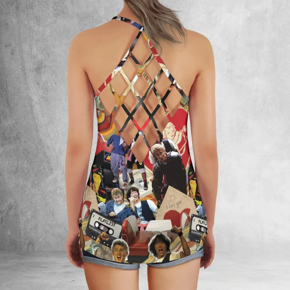 Vintage Collage Bill and Ted Criss Cross Tank Top - 3