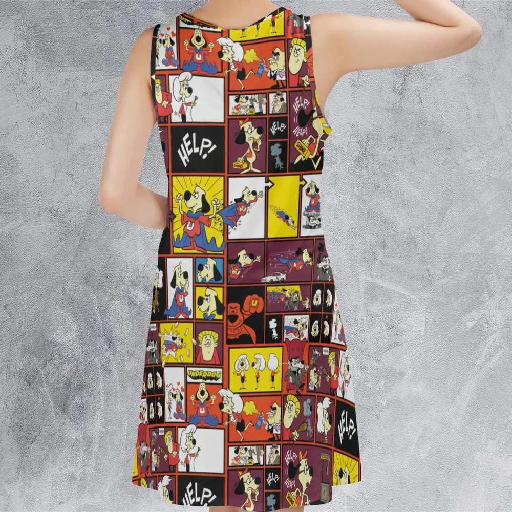 Underdog Cartoon Pattern Sleeveless Dress - 3