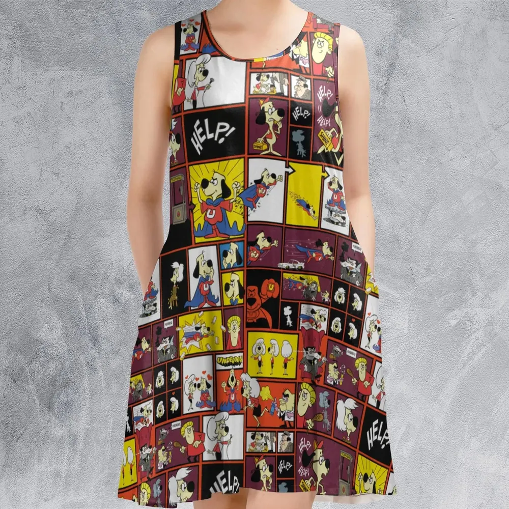 Underdog Cartoon Pattern Sleeveless Dress - 2