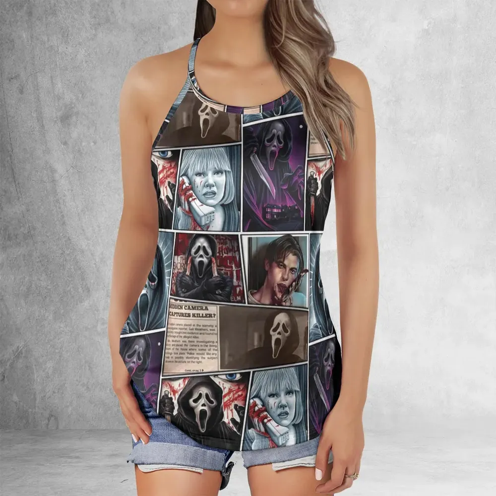 Scream Ghostface Horror Movie Halloween Criss Cross Tank Top - 2