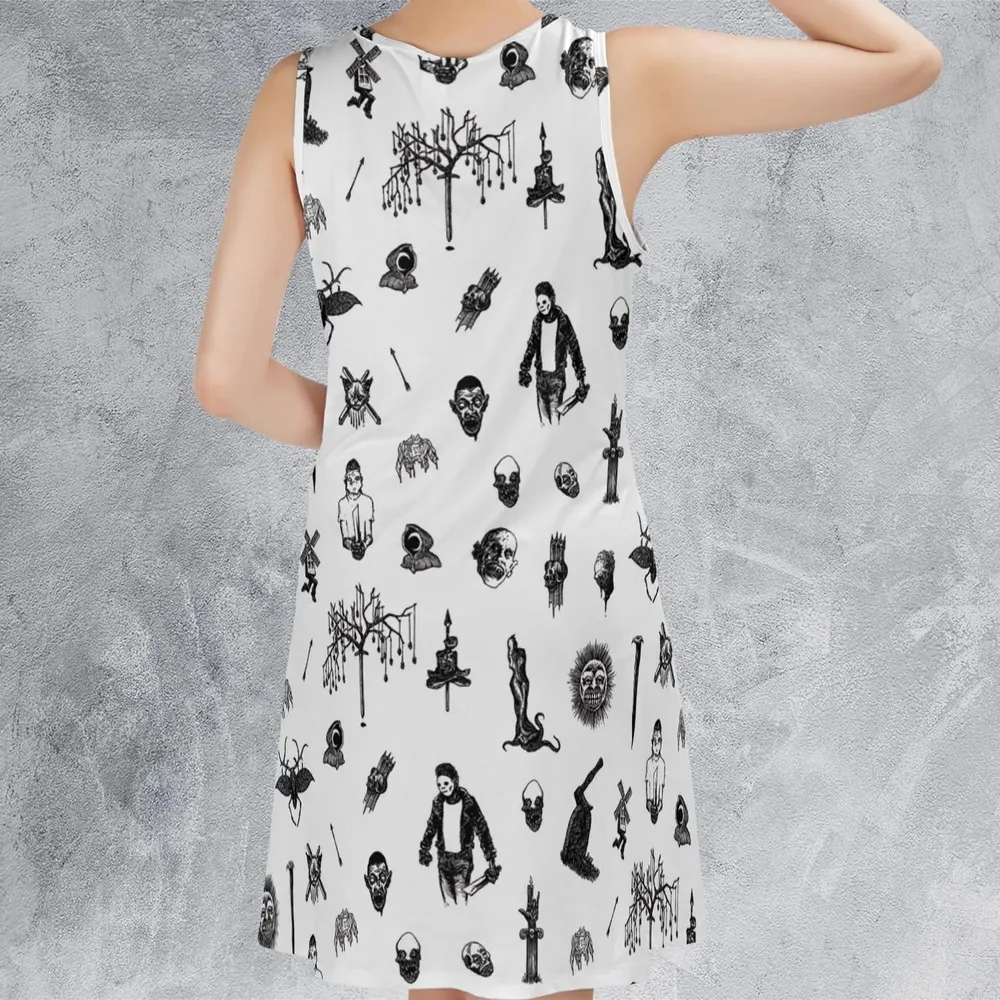 Nosferatu Pattern Sleeveless Dress - 3
