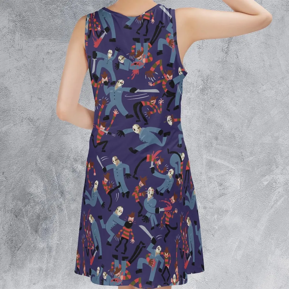 The Battle Freddy vs Jason Nightmare on Elm Street Friday the 13th Sleeveless Dress - 3
