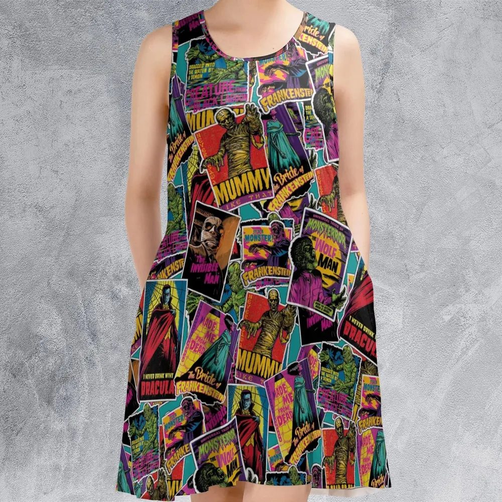 Multi Monster Pop Badges Sleeveless Dress - 2