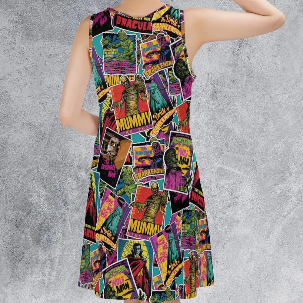 Multi Monster Pop Badges Sleeveless Dress - 3
