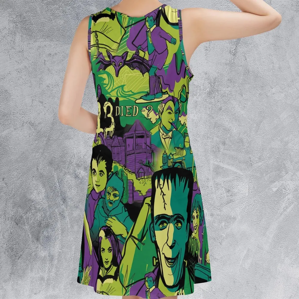 Oh Groovy Frankenstein Universal Horror Sleeveless Dress - 3