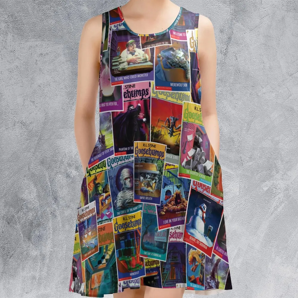 Goosebumps Monster Collage Pattern Sleeveless Dress - 2