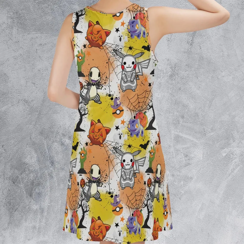 Spooky Costume Pikachu Charmander Jigglypuff Bulbasaur Pokemon Sleeveless Dress - 3