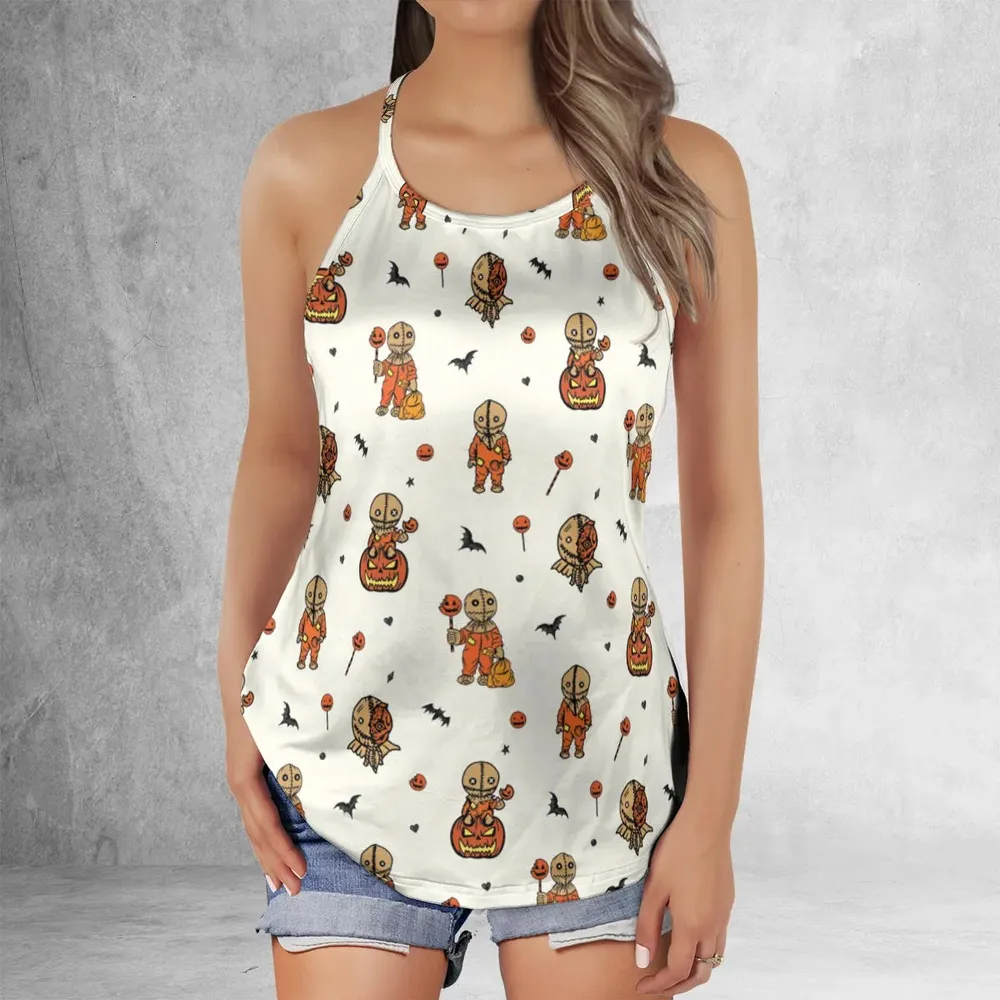 Pumpkin Sam Trick 'r Treat Horror Criss Cross Tank Top - 2