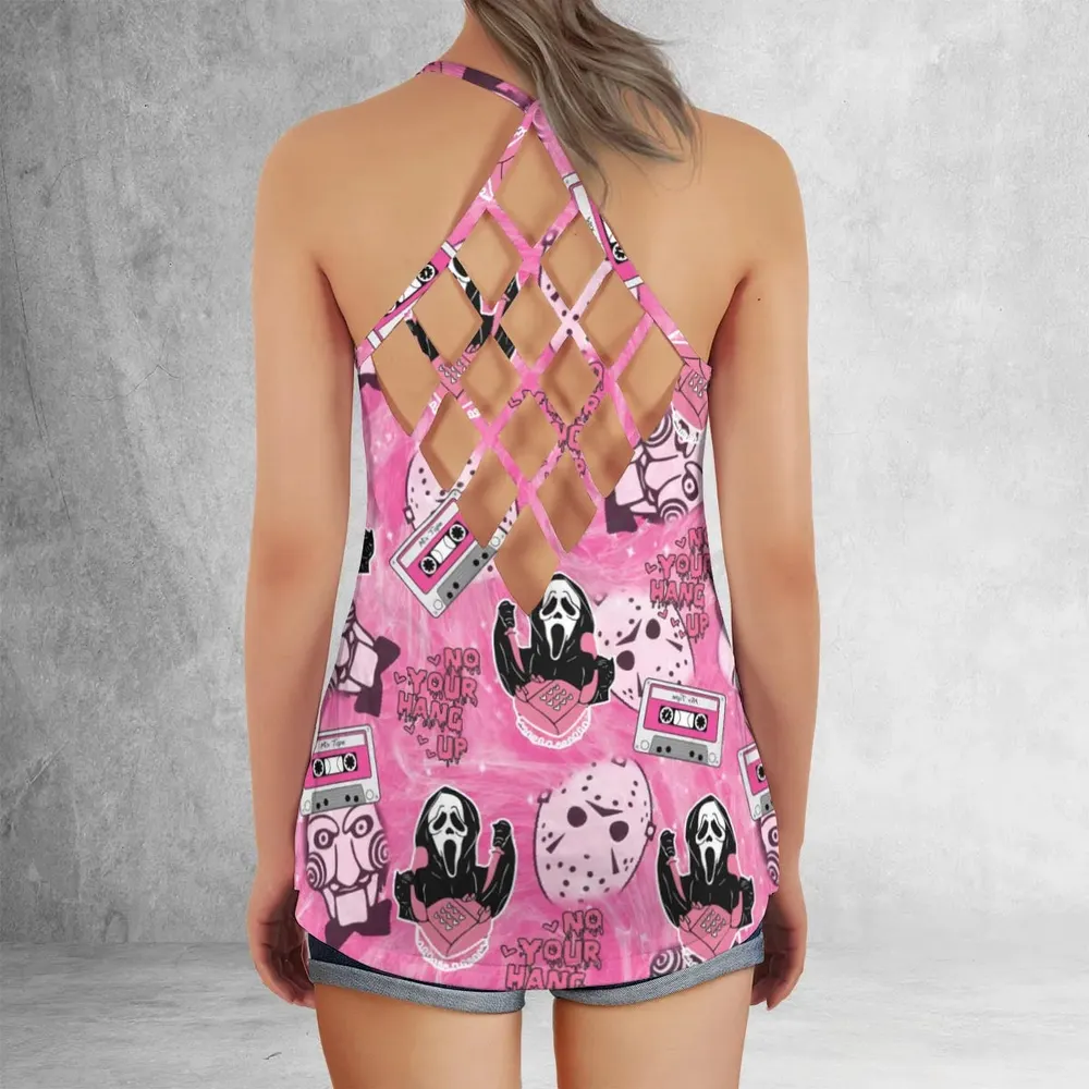 No Your Hang Up Mix Tape Criss Cross Tank Top - 3