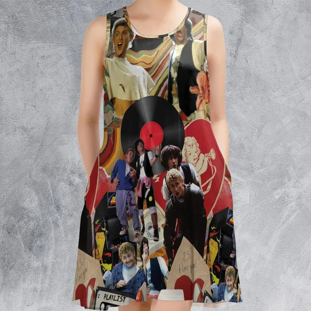 Vintage Collage Bill and Ted Sleeveless Dress - 2