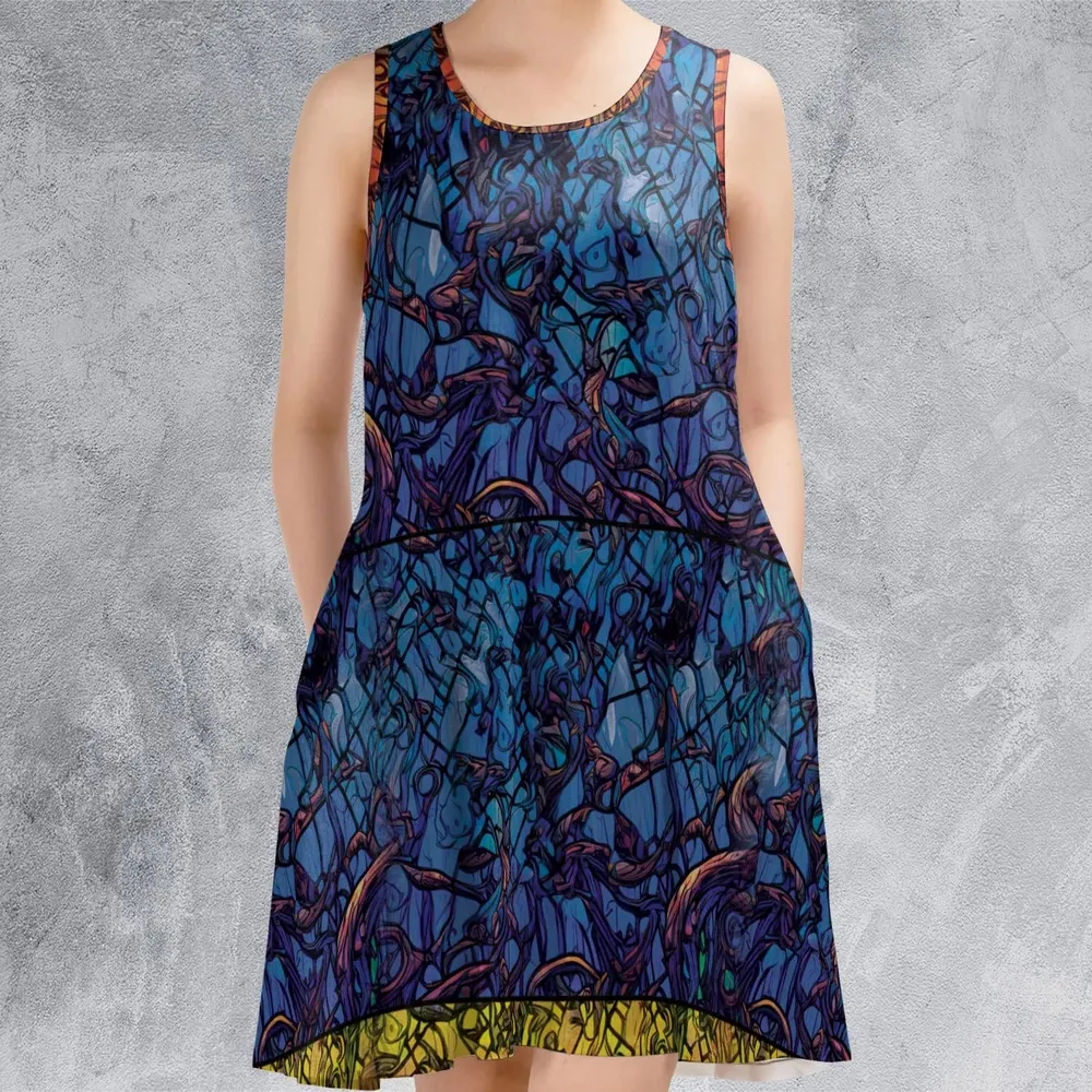 Stained Glass Cthulhu H.P Lovecraft Sleeveless Dress - 2