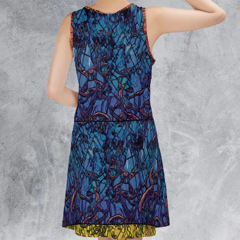 Stained Glass Cthulhu H.P Lovecraft Sleeveless Dress - 3