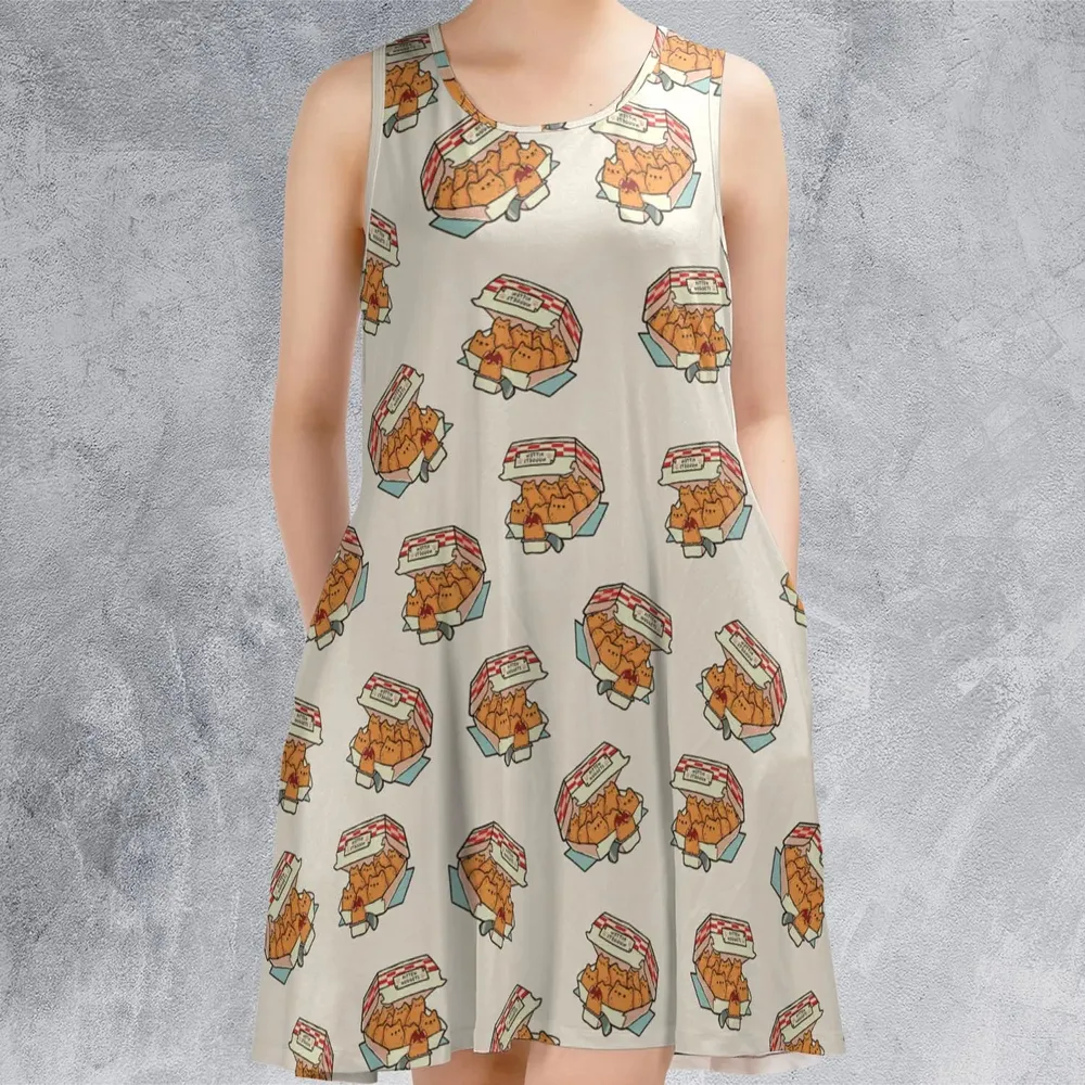 Kitten Nuggets Pattern Sleeveless Dress - 2