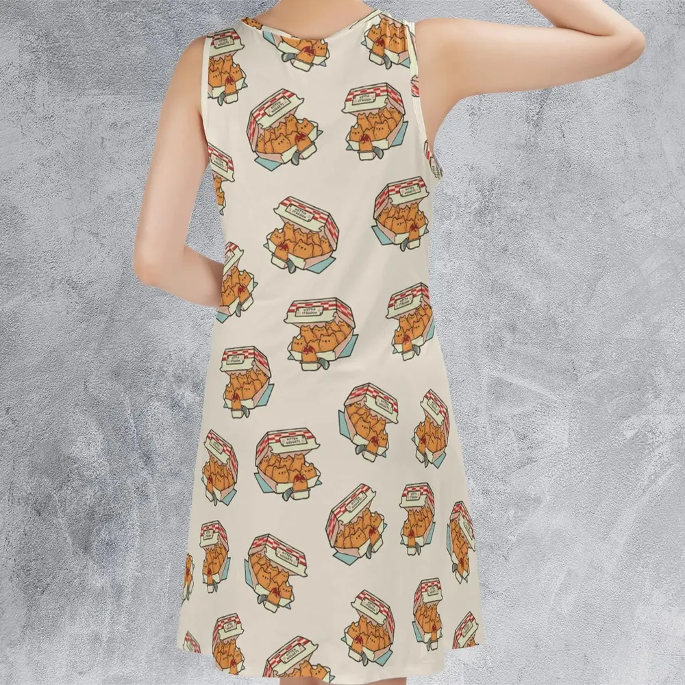 Kitten Nuggets Pattern Sleeveless Dress - 3