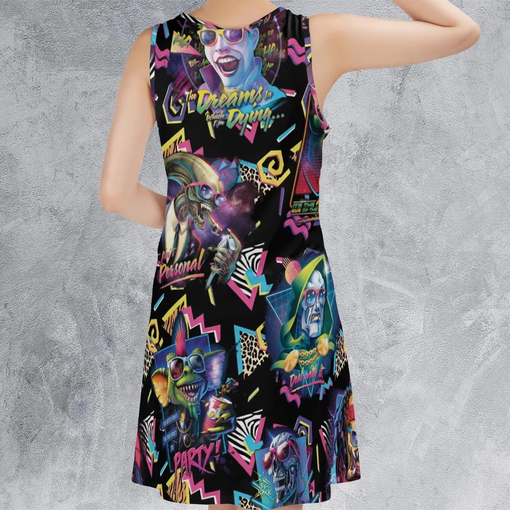 Retro Horror Characters Halloween Sleeveless Dress - 3