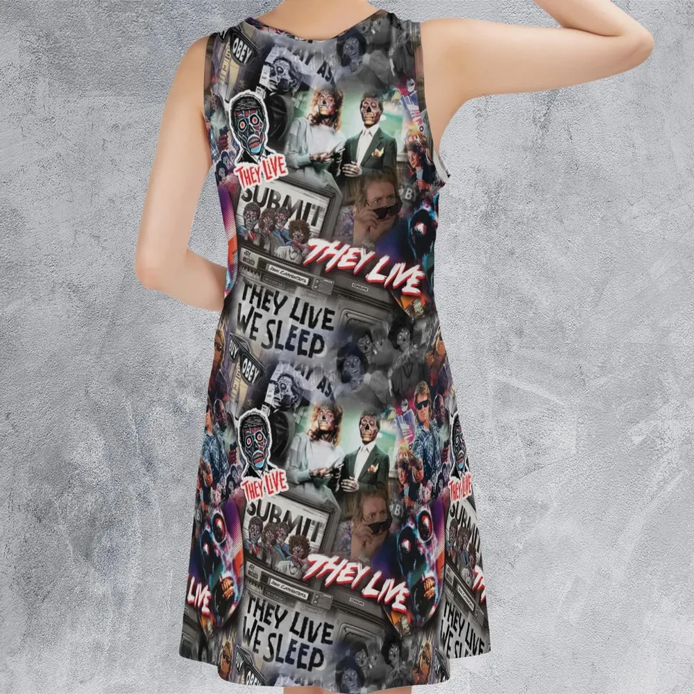 They Live Seamless Pattern Sleeveless Dress - 3