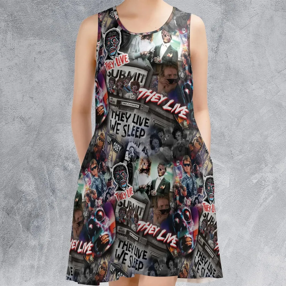 They Live Seamless Pattern Sleeveless Dress - 2