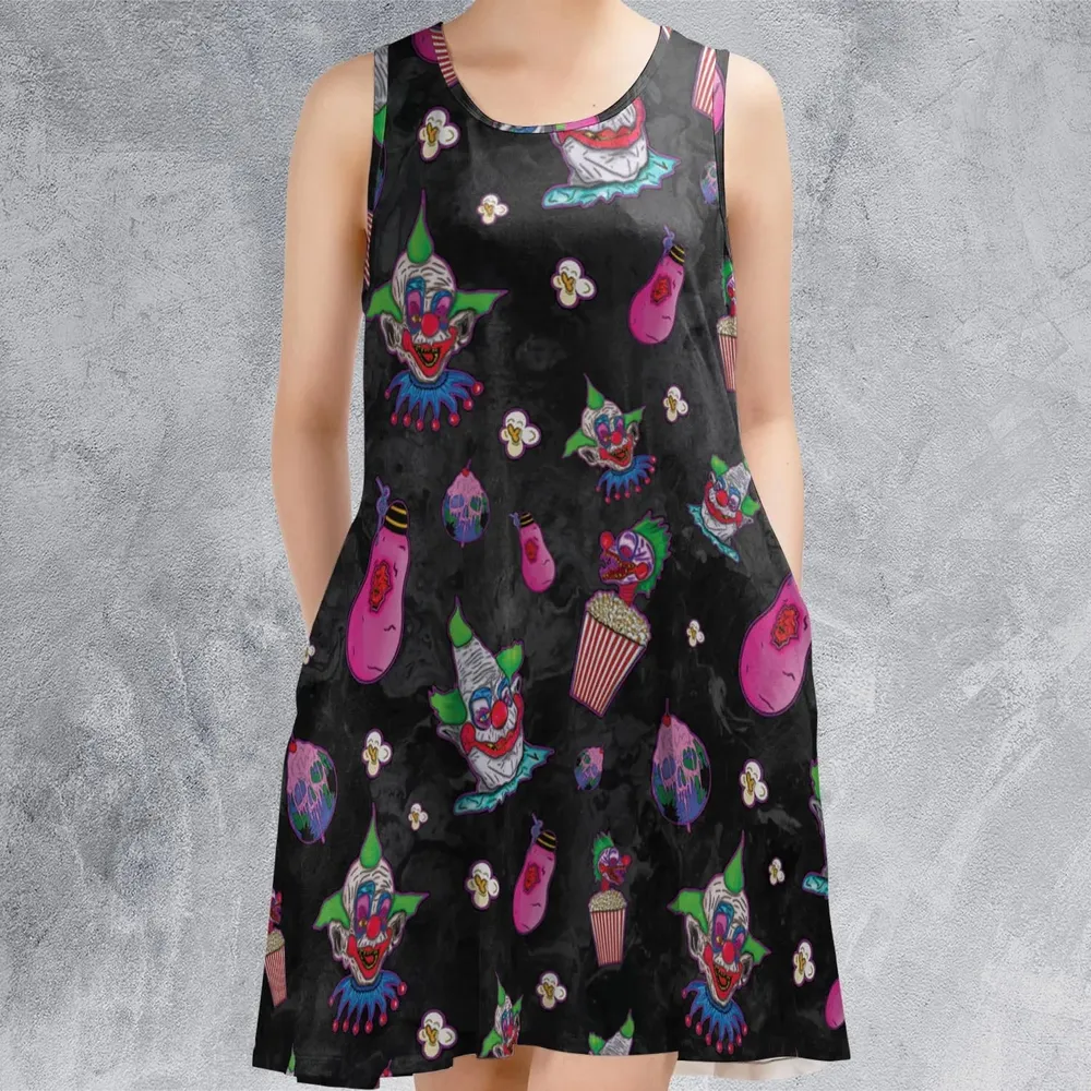 Space Horror Movie Killer Klowns Outer Sleeveless Dress - 2