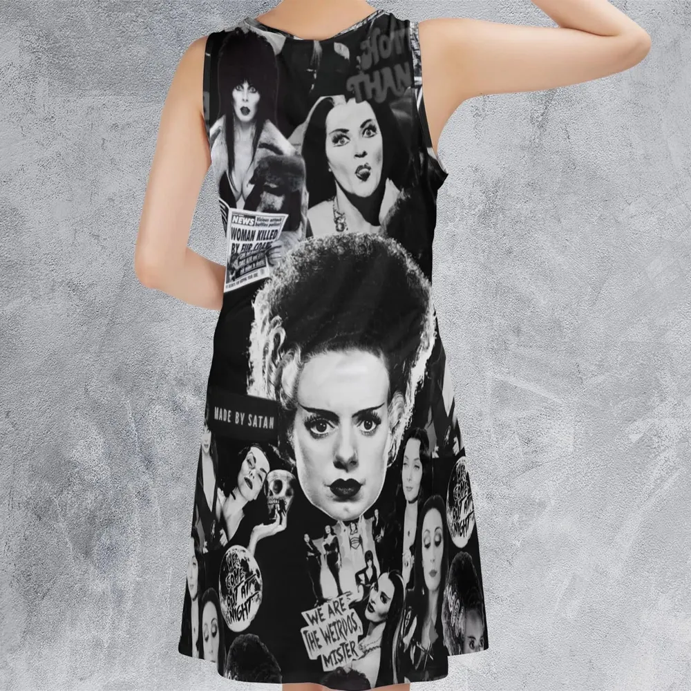 Horror Ladies Slay Collage Classic Horror Movies Sleeveless Dress - 3