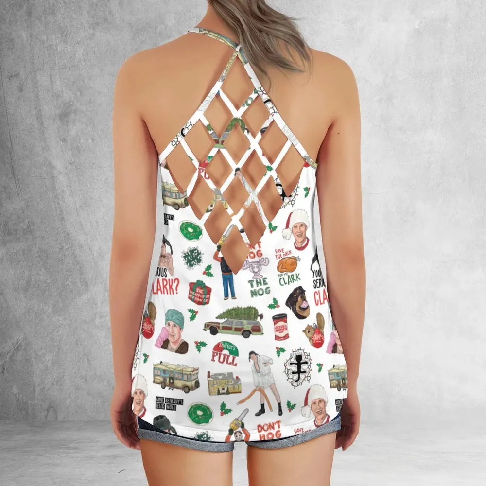 National Lampoon's Christmas Vacation Pattern Criss Cross Tank Top - 3