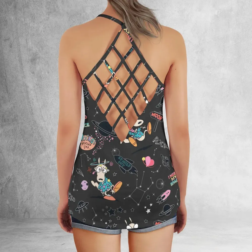 Rocko Space Out Rocko's Modern Life Criss Cross Tank Top - 3