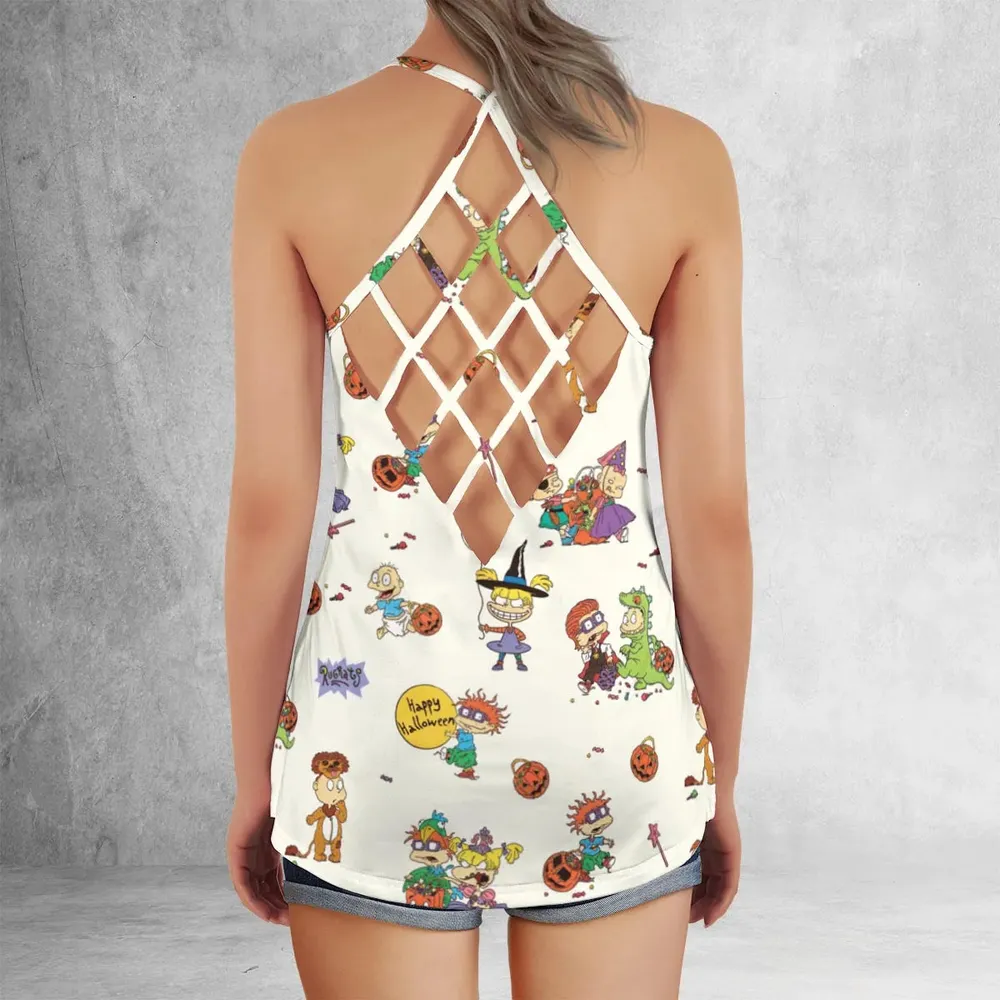 Rugrats Happy Halloween Pattern Criss Cross Tank Top - 3