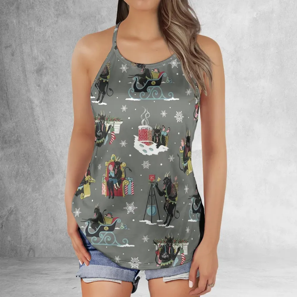 Unusual Christmas Krampus Criss Cross Tank Top - 2